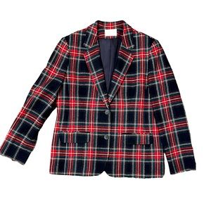 NEW VINTAGE PENDELTON CLASSIC PLAID BLAZER GREEN RED BLACK SIZE 14 USA